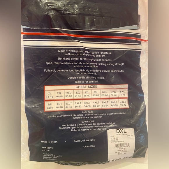 NWT HB White Tank Shirts 5 pack from DXL Big & Tall Size XL - Picture 3 of 4